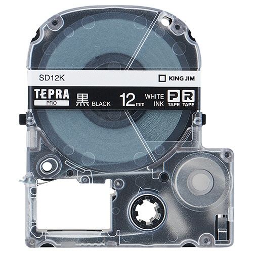 キングジム　テプラ　ＰＲＯ　テープカートリッジ　ビビッド　１２ｍｍ　黒／白文字　ＳＤ１２Ｋ　１個1