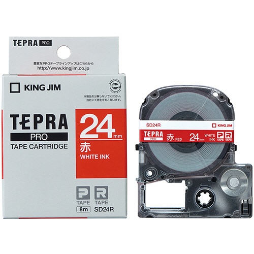 キングジム　テプラ　ＰＲＯ　テープカートリッジ　ビビッド　２４ｍｍ　赤／白文字　ＳＤ２４Ｒ　１個3