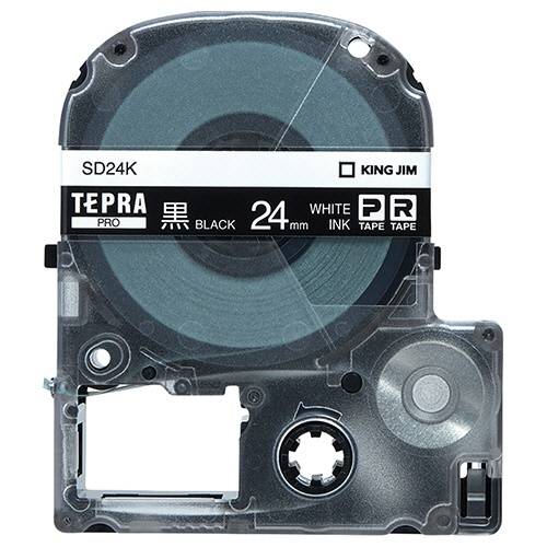 キングジム　テプラ　ＰＲＯ　テープカートリッジ　ビビッド　２４ｍｍ　黒／白文字　ＳＤ２４Ｋ　１個1