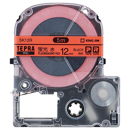 キングジム　テプラ　ＰＲＯ　テープカートリッジ　１２ｍｍ　蛍光レッド／黒文字　ＳＫ１２Ｒ　１個1