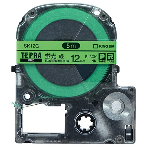 キングジム　テプラ　ＰＲＯ　テープカートリッジ　１２ｍｍ　蛍光グリーン／黒文字　ＳＫ１２Ｇ　１個1