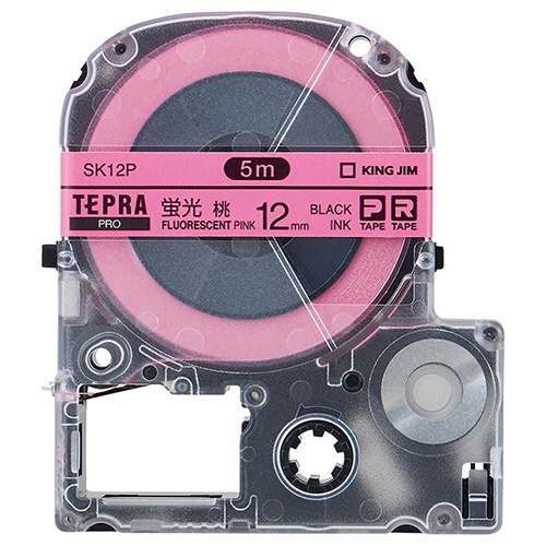 キングジム　テプラ　ＰＲＯ　テープカートリッジ　１２ｍｍ　蛍光ピンク／黒文字　ＳＫ１２Ｐ　１個1