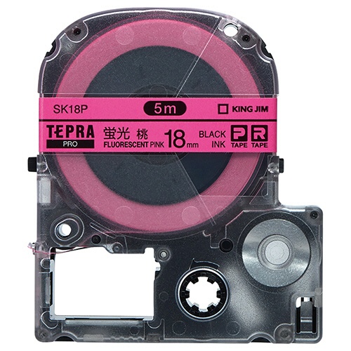 キングジム　テプラ　ＰＲＯ　テープカートリッジ　１８ｍｍ　蛍光ピンク／黒文字　ＳＫ１８Ｐ　１個1