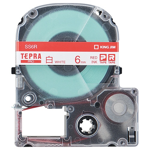 キングジム　テプラ　ＰＲＯ　テープカートリッジ　６ｍｍ　白／赤文字　ＳＳ６Ｒ　１個1
