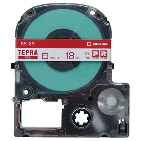 【たのめーる】キングジム テプラ PRO テープカートリッジ 18mm 白/赤文字 SS18R 1個の通販