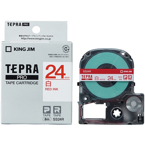 キングジム　テプラ　ＰＲＯ　テープカートリッジ　２４ｍｍ　白／赤文字　ＳＳ２４Ｒ　１個3