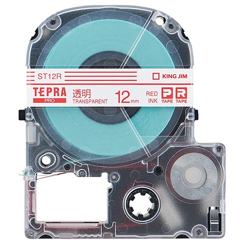 キングジム　テプラ　ＰＲＯ　テープカートリッジ　１２ｍｍ　透明／赤文字　ＳＴ１２Ｒ　１個1
