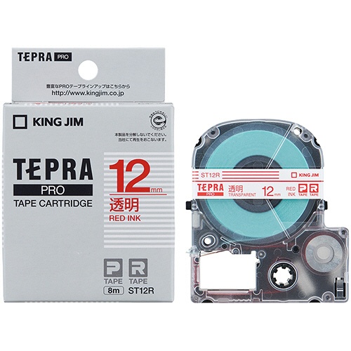 キングジム　テプラ　ＰＲＯ　テープカートリッジ　１２ｍｍ　透明／赤文字　ＳＴ１２Ｒ　１個3