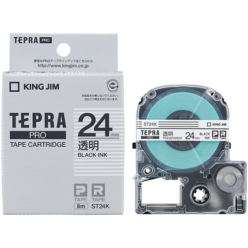 キングジム　テプラ　ＰＲＯ　テープカートリッジ　２４ｍｍ　透明／黒文字　ＳＴ２４Ｋ　１個3