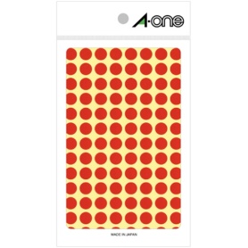 エーワン　カラーラベル　丸型　直径９ｍｍ　赤　０７００１　１パック（１４５６片：１０４片×１４シート）
