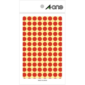 エーワン　カラーラベル　丸型　直径９ｍｍ　赤　０７００１　１パック（１４５６片：１０４片×１４シート）1