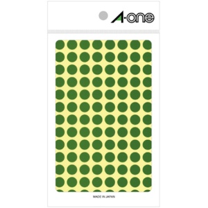 エーワン　カラーラベル　丸型　直径９ｍｍ　緑　０７００３　１パック（１４５６片：１０４片×１４シート）1