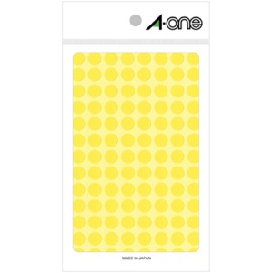 エーワン　カラーラベル　丸型　直径９ｍｍ　黄　０７００４　１パック（１４５６片：１０４片×１４シート）1
