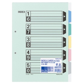 コクヨ　カラー仕切カード（ファイル用・５山見出し）　Ａ４タテ　２穴　５色＋扉紙　シキ－６０　１パック（１０組）