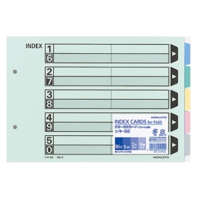 コクヨ　カラー仕切カード（ファイル用・５山見出し）　Ｂ５ヨコ　２穴　５色＋扉紙　シキ－６６　１パック（１０組）
