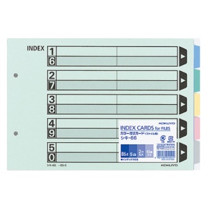 コクヨ　カラー仕切カード（ファイル用・５山見出し）　Ｂ５ヨコ　２穴　５色＋扉紙　シキ－６６　１パック（１０組）1