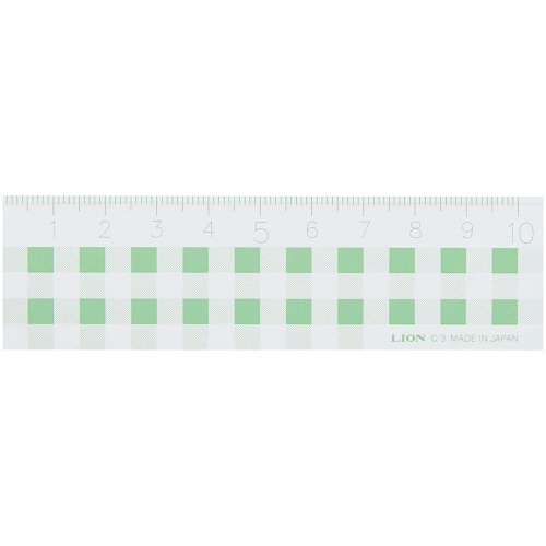 ライオン事務器　ギンガムチェック定規　１０ｃｍ　グリーン　Ｃ－３　１本1