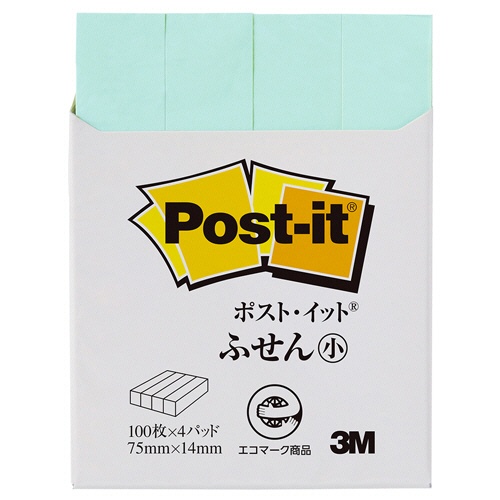 ３Ｍ　ポスト・イット　ふせん小　再生紙　７５×１４ｍｍ　グリーン　５６０ＲＰ－Ｇ　１パック（４冊）1