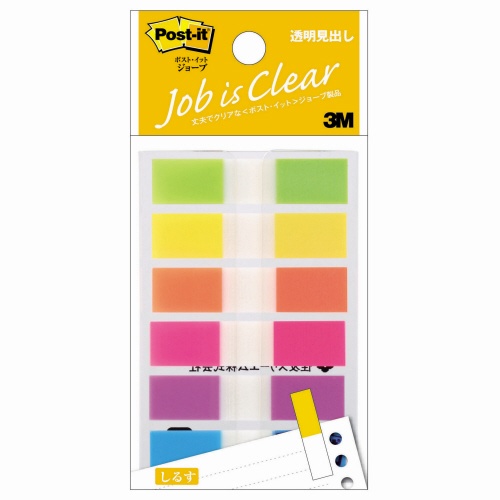 ３Ｍ　ポスト・イット　ジョーブ　透明見出し　４４×１０ｍｍ　パステルカラー６色　６８３ＮＥＨ　１パック（６冊）1