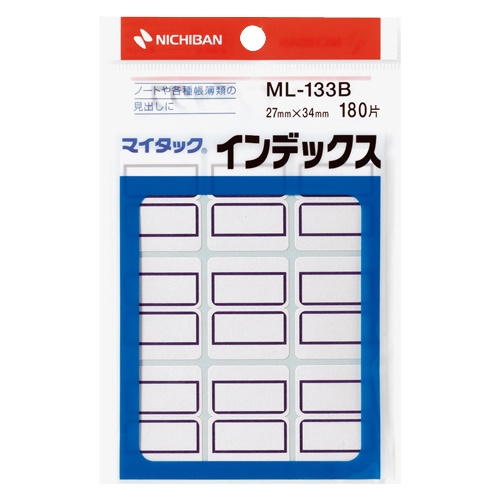ニチバン　マイタック　インデックス　紙ラベル　大　２７×３４ｍｍ　青枠　ＭＬ－１３３Ｂ　１パック（１８０片：９片×２０シート）1