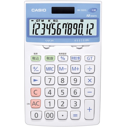 カシオ　抗菌電卓　１２桁　ジャストタイプ　ＪＷ－１２２ＣＬ－Ｎ　１台1