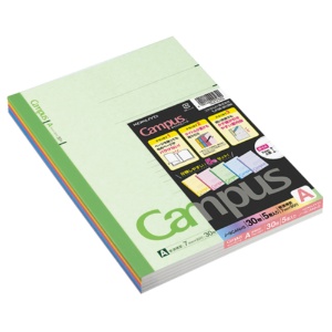 コクヨ　キャンパスノート（カラー表紙）　セミＢ５　Ａ罫　３０枚　５色（各色１冊）　ノ－３ＣＡＮＸ５　１パック（５冊）1