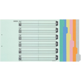 コクヨ　カラー仕切カード（ファイル用・６山見出し）　Ａ３ヨコ　２穴　６色＋扉紙　シキ－１１３　１パック（１０組）