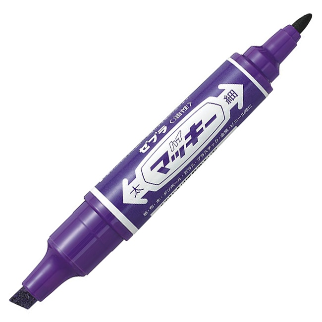 ゼブラ　油性マーカー　ハイマッキー　角芯太字＋丸芯細字　紫　ＭＯ－１５０－ＭＣ－ＰＵ　１本1
