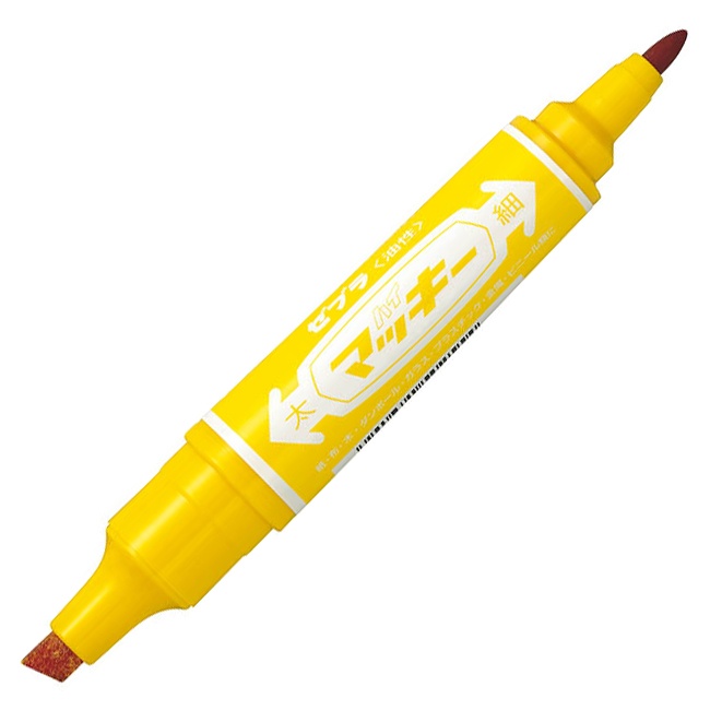 ゼブラ　油性マーカー　ハイマッキー　角芯太字＋丸芯細字　黄　ＭＯ－１５０－ＭＣ－Ｙ　１本1