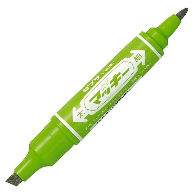 ゼブラ　油性マーカー　ハイマッキー　角芯太字＋丸芯細字　ライトグリーン　ＭＯ－１５０－ＭＣ－ＬＧ　１本1
