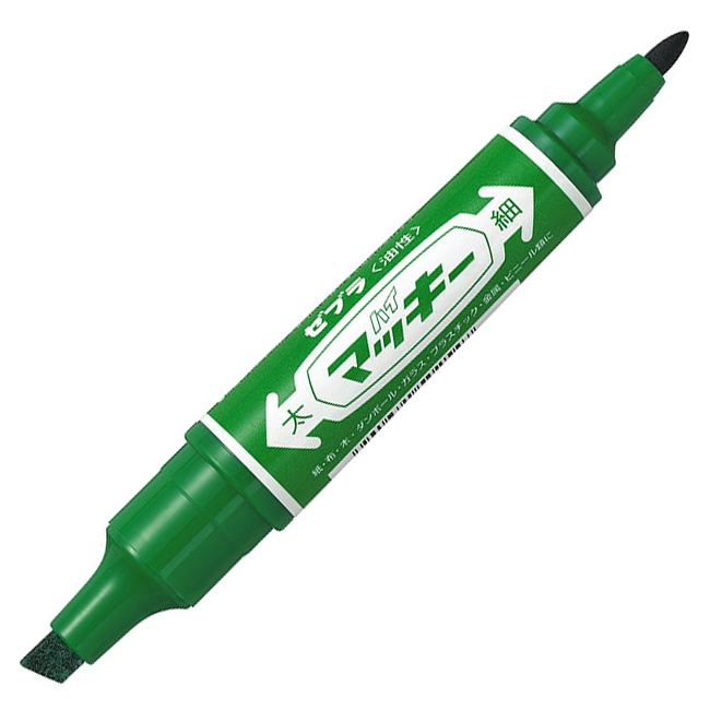 ゼブラ　油性マーカー　ハイマッキー　角芯太字＋丸芯細字　緑　ＭＯ－１５０－ＭＣ－Ｇ　１本1