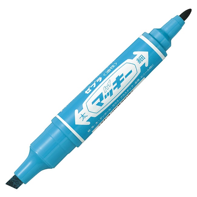 ゼブラ　油性マーカー　ハイマッキー　角芯太字＋丸芯細字　ライトブルー　ＭＯ－１５０－ＭＣ－ＬＢ　１本1