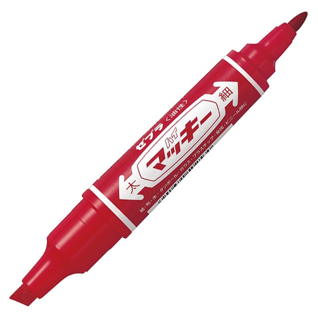 ゼブラ　油性マーカー　ハイマッキー　角芯太字＋丸芯細字　赤　ＭＯ－１５０－ＭＣ－Ｒ　１本1