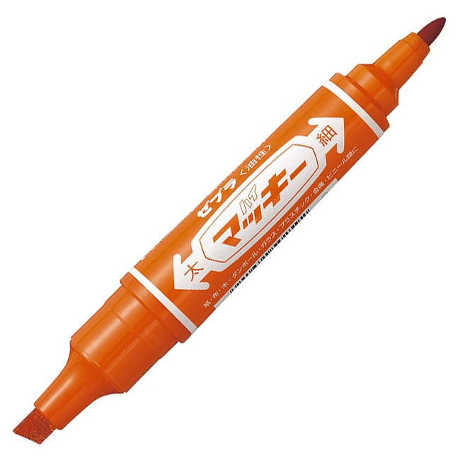 ゼブラ　油性マーカー　ハイマッキー　角芯太字＋丸芯細字　オレンジ　ＭＯ－１５０－ＭＣ－ＯＲ　１本1