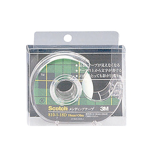 ３Ｍ　スコッチ　メンディングテープ　８１０　小巻　１８ｍｍ×３０ｍ　ディスペンサー付　クリアケース入　８１０－１－１８Ｄ　１個1