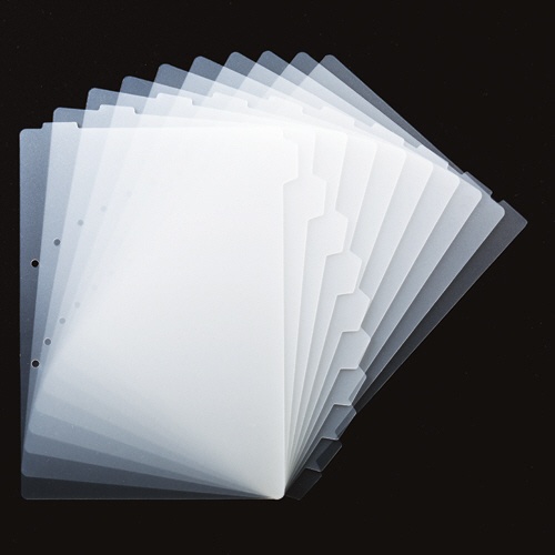 ＴＡＮＯＳＥＥ　再生ダブルインデックス（ハードタイプ）　Ａ４タテ　２穴　１０山　クリア　１組1