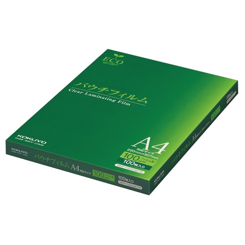 コクヨ　パウチフィルム　Ａ４用　１００μ　ＭＳＰ－Ｆ２２０３０７Ｎ　１パック（１００枚）1