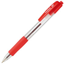 たのめーる】TANOSEE ノック式油性ボールペン 0.7mm 赤 (軸色:クリア