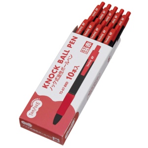 ＴＡＮＯＳＥＥ　ノック式油性ボールペン　０．７ｍｍ　赤　（軸色：黒）　１箱（１０本）2