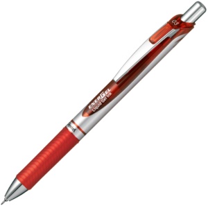 ぺんてる　ゲルインクボールペン　ノック式エナージェル　０．３ｍｍ　赤　（軸色：シルバー）　ＢＬＮ７３－Ｂ　１本1