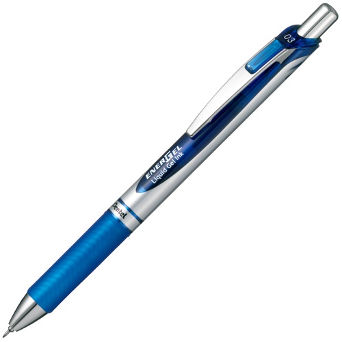 ぺんてる　ゲルインクボールペン　ノック式エナージェル　０．３ｍｍ　青　（軸色：シルバー）　ＢＬＮ７３－Ｃ　１本1