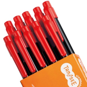 ＴＡＮＯＳＥＥ　ノック式油性ボールペン　０．７ｍｍ　赤　業務用パック　１箱（１０本）2