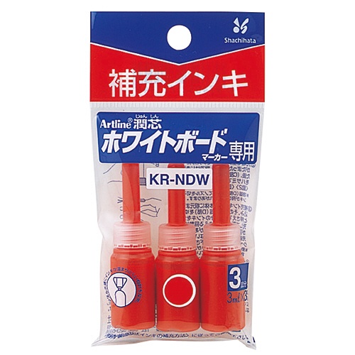 シヤチハタ　アートライン潤芯ホワイトボードマーカー用補充インキ　赤　ＫＲ－ＮＤＷ　１パック（３本）1