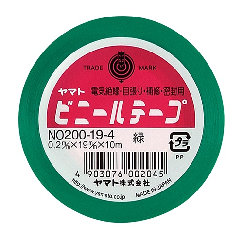 ヤマト　ビニールテープ　１９ｍｍ×１０ｍ　緑　ＮＯ２００－１９－４　１巻1