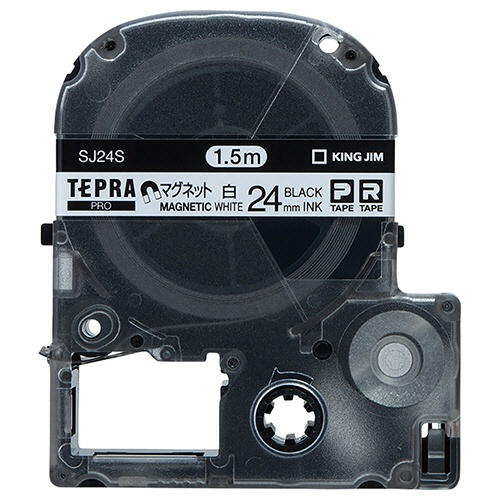 キングジム　テプラ　ＰＲＯ　テープカートリッジ　マグネットテープ　２４ｍｍ　白／黒文字　ＳＪ２４Ｓ　１個1