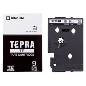 キングジム　テプラ　ＴＲ　テープカートリッジ　９ｍｍ　白／黒文字　ＴＣ９Ｓ　１個