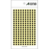 エーワン　カラーラベル　丸型　直径５ｍｍ　黒　０７０６９　１パック（１８００片：２００片×９シート）1