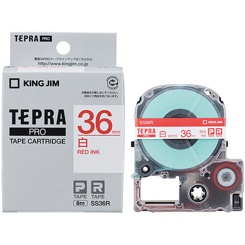 たのめーる】キングジム テプラ PRO テープカートリッジ 36mm 白/赤