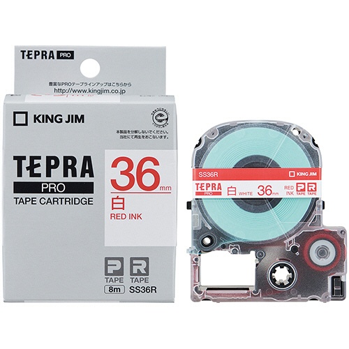 キングジム　テプラ　ＰＲＯ　テープカートリッジ　３６ｍｍ　白／赤文字　ＳＳ３６Ｒ　１個3