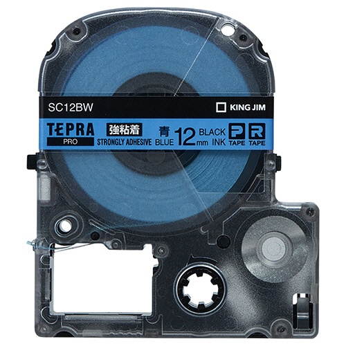 キングジム　テプラ　ＰＲＯ　テープカートリッジ　強粘着　１２ｍｍ　青／黒文字　ＳＣ１２ＢＷ　１個1